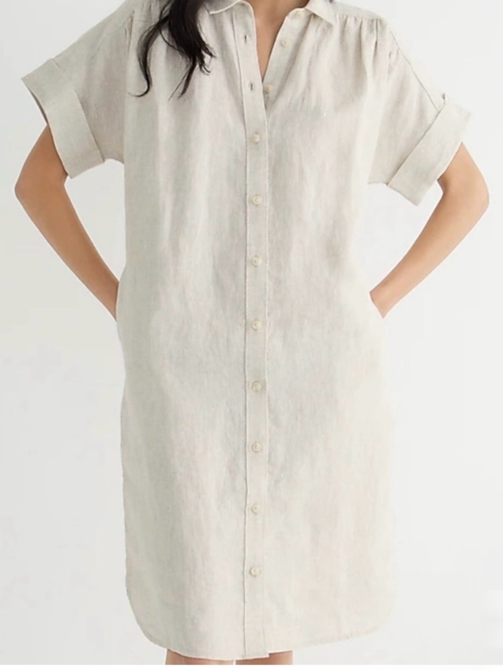 J Crew Baird McNutt Irish Linen Captain Shirt Dress Large Summer Quiet Luxury
